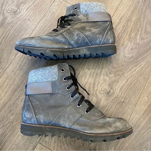 Sorel Green Lace Up Combat Boots Size 9 - Picture 1 of 8